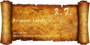 Kruppa Taráz névjegykártya